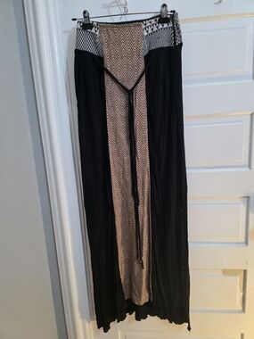 Black and Tan Maxi Skirt with Chevron Panel